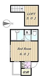 くまさんハウス 3階ワンルームの間取り