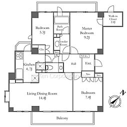 パークハイム桜上水 4階3LDKの間取り
