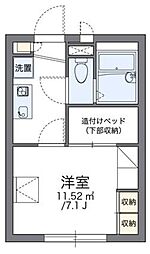 レオパレスシェソワMSK 1階1Kの間取り
