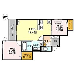 アンシャンテ 2LDKの間取図画像