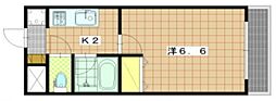 YSKVマンション 2階1Kの間取り