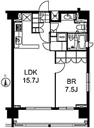 芝ウエスト 1001 10階1LDKの間取り