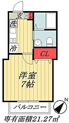 京成本線 鬼越駅 徒歩3分の賃貸アパート 3階1Kの間取り