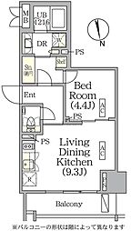 ザ・パークハビオ神楽坂レジデンスサウス 2階1LDKの間取り
