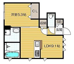 YOUR MAISON 瀬川 1LDKの間取図画像