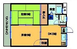 ガーデンハイツイズミ 2階2DKの間取り