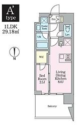 クレストコート東陽町 1LDKの間取図画像