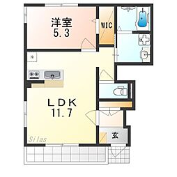 南海線 石津川駅 徒歩20分の賃貸アパート 1階1LDKの間取り