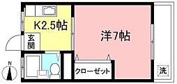 高橋マンション 3階1Kの間取り