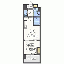 ウィスタリアレジデンス博多 1DKの間取図画像