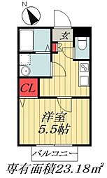 サラブレッド2 1Kの間取図画像