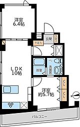 グランカーサ馬込1 6階2LDKの間取り