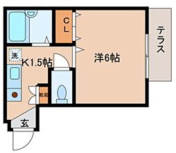 Aiマンション 1階1Kの間取り