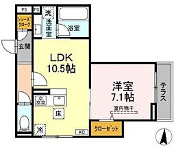 エミエール東成瀬 1LDKの間取図画像