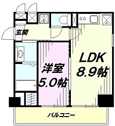 エンドレスタワー 8階1LDKの間取り