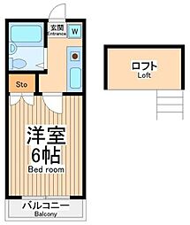 ホワイトシャンテ 1Kの間取図画像