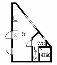 four新板橋 2階ワンルームの間取り