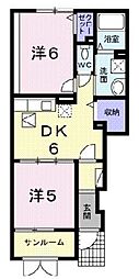 セレノコルソ 1階2DKの間取り