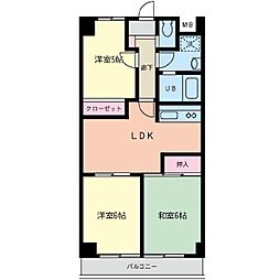 シャネレードMK 1階3DKの間取り