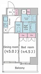 PARKFLATS渋谷代官山 1DKの間取図画像