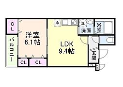 JR東海道・山陽本線 千里丘駅 徒歩7分の賃貸アパート 1階1LDKの間取り