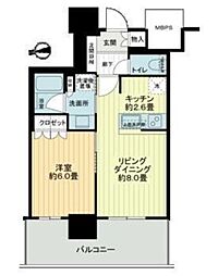 ライオンズタワー柏 1LDKの間取図画像