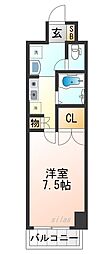 阪神本線 打出駅 徒歩3分の賃貸マンション 3階1Kの間取り