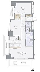 セントラルレジデンス西早稲田 6階2LDKの間取り