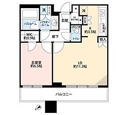 ル・サンク大崎シティタワー 2階1LDKの間取り