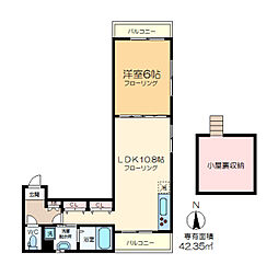グレースコート 3階1LDKの間取り
