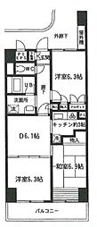 エクセラージュ船堀 5階3LDKの間取り