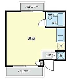 トーシンハイツ東林間 2階ワンルームの間取り