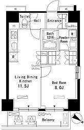 パークアクシス板橋本町弐番館 5階1LDKの間取り