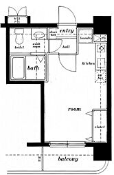 ミリオンステージ西早稲田壱番館 6階ワンルームの間取り