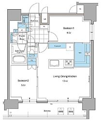 ルフォンプログレ本郷三丁目 10階2LDKの間取り