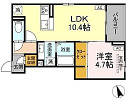 Asset-Court調布ヶ丘 3階1LDKの間取り