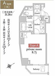 アーベイン中野新橋 1Kの間取図画像