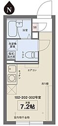 COCOFLAT板橋 2階ワンルームの間取り