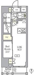 アジールコート王子 1LDKの間取図画像