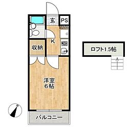 サンノーブル勝田台 3階1Kの間取り
