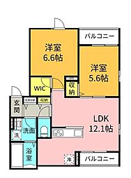 コルヌイエ・コート 2LDKの間取図画像