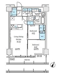 ロイヤルパークス赤羽ノース 9階2LDKの間取り