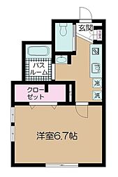 東急池上線 洗足池駅 徒歩8分の賃貸アパート 2階1Kの間取り