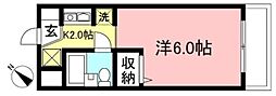 ラフィーネ中原 1Kの間取図画像