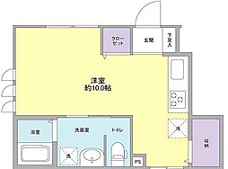ミルクリーク桜台 1階ワンルームの間取り