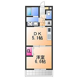 エルメゾン長曽根 1DKの間取図画像