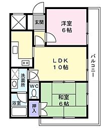 Ｌｉｌｙ南大野 2階2LDKの間取り
