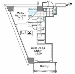 コンフォリア新宿イーストサイドタワー 5階1LDKの間取り