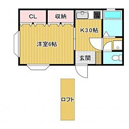 ヴィラ友丘 1Kの間取図画像