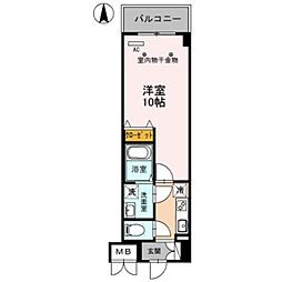 クラヴィーア草加 2階1Kの間取り